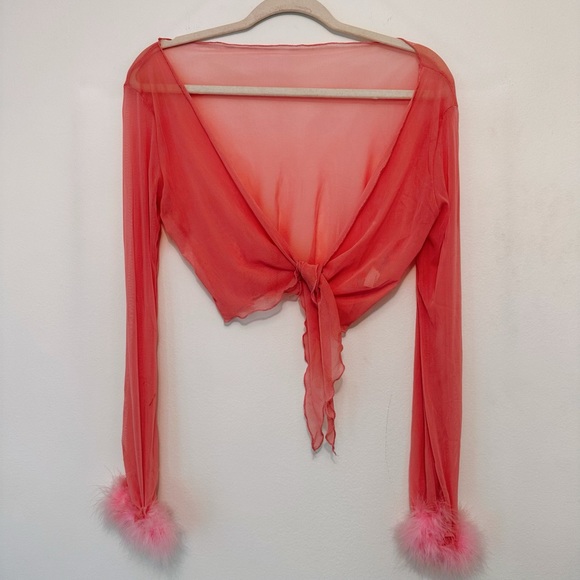 Tops Vintage Pink Ballerina Wrap Top Furry Cuffs Poshmark